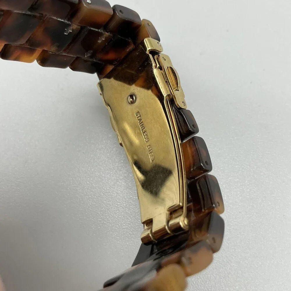 Michael Kors Womens Watch 37mm Abalone Dial Faux Tortoise MK-5038 New Battery 6